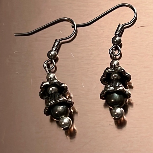 Double Bead Cap Earrings. - Picture 2 of 2